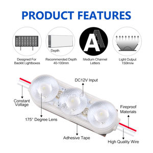 DC12V 0.72w Backlit 2835 IP67 Waterproof <b>Small</b> Smaller Size Mini 3 Led Injection Module 170 Degree Lens Outdoor Led Module <b>Light</b> - Product Image 4