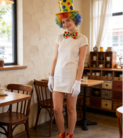 Ensemble d'accessoires de costume de clown PESENAR avec perruque arc-en-ciel, chapeau haut-de-forme à pois et chaussures de clown