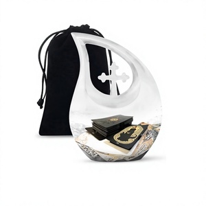 Urna grande blanca de aluminio con gota de lágrima Tarot para cremación de adultos para cenizas humanas con bolsa de terciopelo gratis - Product Image 1