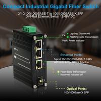 Switch Ethernet Industri 3-Port Gigabit RJ45 + 1-Port 100/1000X SFP yang Diperkuat, Pemasangan DIN-Rail untuk Kamera IP, Jaringan AP Nirkabel