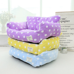 Polka Dot <b>Sofa</b> Nest <b>Pet</b> Bed Square Shape Polyester Fiber Fill Cat Dog Bed Hand Washable All Season Use - Product Image 2