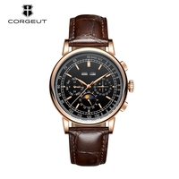 Montre de luxe pour hommes avec phase de lune design mode affaires robe hommes montre avec logo personnalisé montre mécanique automatique