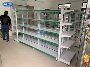 Étagère gondole à 5 niveaux en treillis métallique Vietnam One Tech Gondola Iron Supermarket Rack Fixed Back Grid Shelf - Product Image 3