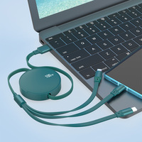 Câble USB rétractable 3-en-1 à charge rapide 100W avec gaine TPE/PVC pour téléphones mobiles