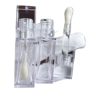 <b>Square</b> Transparent 6.5ml Glitter Lip Gloss <b>Container</b> PETG <b>Plastic</b> Lip Oil Tube Empty Lip Gloss Tubes with Large Brush - Product Image 6