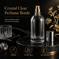 Flacon de parfum portable en verre de 50 ml, format voyage, avec bouchon à vis, cylindrique, réutilisable, atomiseur à pulvérisation fine, logo personnalisé