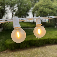 Guirnalda de Luces LED G40 E12 Esmeriladas para Jardín, Impermeables IP44, de Plástico para Exteriores, con Cable Blanco y Negro