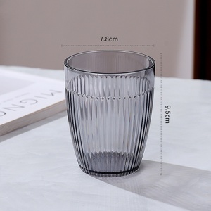 Vente chaude 300ml tasse de bière réutilisable lait café tasse de jus en plastique à rayures verticales avec bouche large - Product Image 5