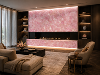 Dalles polies en quartz rose naturel, pierre semi-précieuse, découpées sur mesure, panneaux rétroéclairés, façades de bar, dessus de console et dessus de table