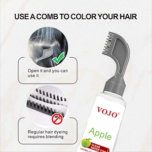 VOJO Crème colorante capillaire à la pomme biologique en gros, 80 ml, <span class=keywords><strong>sans</strong></span> ammoniaque, couleur longue durée, couvre les <span class=keywords><strong>cheveux</strong></span> <span class=keywords><strong>blancs</strong></span> pour application à domicile - Product Image 5