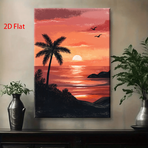 Cadre en bois plat 2D <span class=keywords><strong>Peinture</strong></span> à l'huile DIYtree Marque Tropical Beach Sunset pink Sky Seascape Painting for Living Room Decoration - Product Image 5