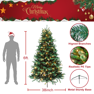 Arbre de Noël artificiel géant en PVC pré-éclairé avec télécommande, à assembler soi-même, avec lumières, 8 pieds - Product Image 2