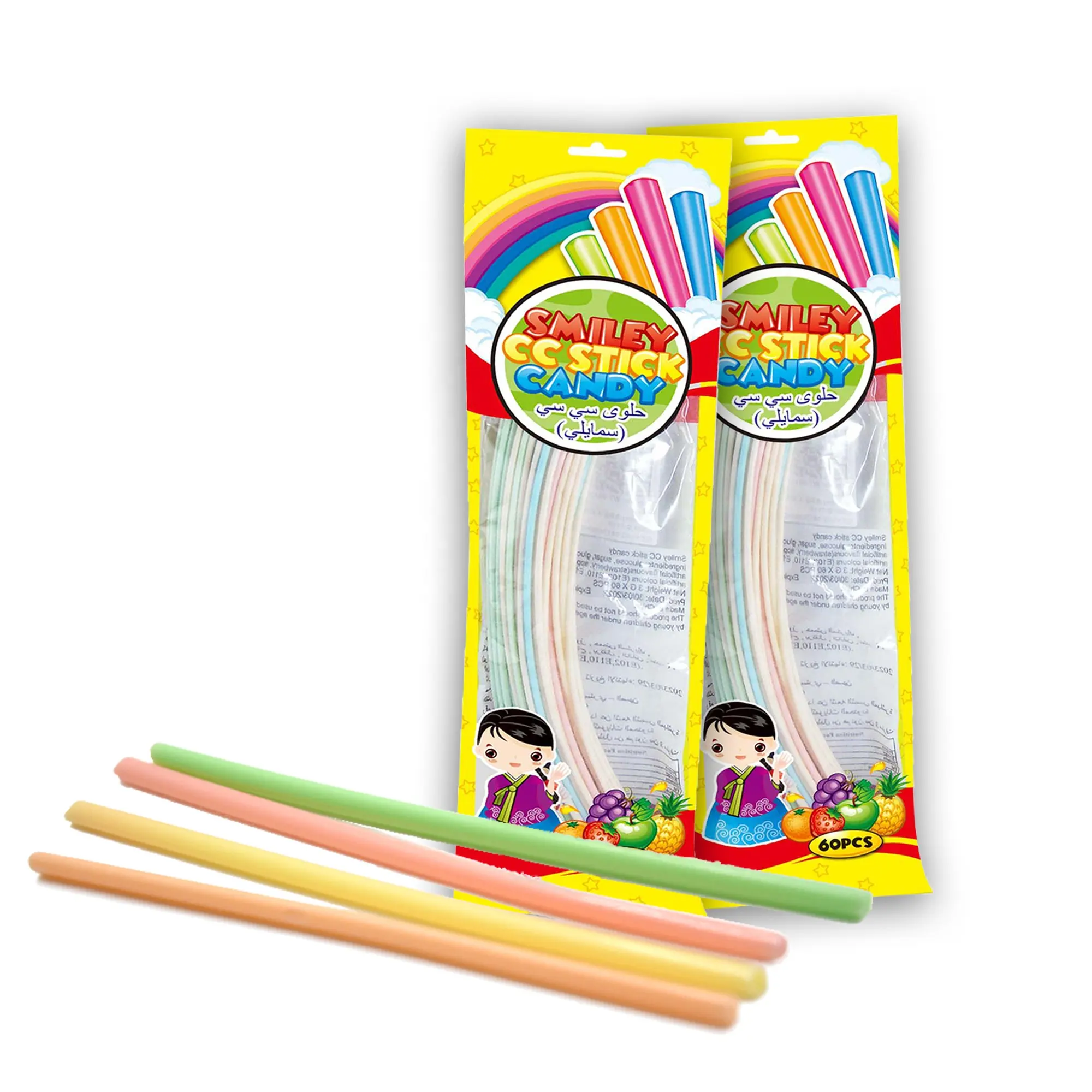 Factory Wholesale Korea Long Cartoon Halal Cc Stick Candy