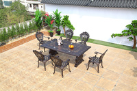 Mobilier de jardin extérieur bon marché Ensemble chaise et table en aluminium pour patio Table à manger en métal avec bière et chaise pour hôtel restaurant