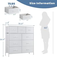 Commode en tissu avec 9 tiroirs, organisateur de rangement léger, commode pour chambre à coucher, couloir, entrée, placards, boîte de rangement