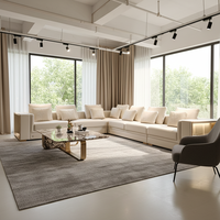 Canapé modulaire de luxe avec finition dorée |   Canapé en cuir en forme de L moderne |   Meubles de salon haut de gamme pour appartements, villas et hôtels