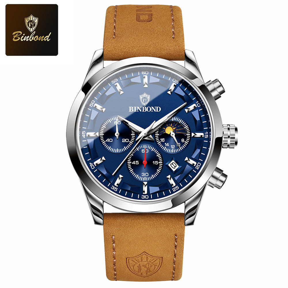 blue dial brown strap