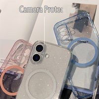 Coque de téléphone portable en silicone souple transparente de luxe avec paillettes brillantes pour iPhone 17 16 13 ProMax 15Plus 14, compatible avec la recharge magnétique sans fil