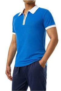 Polo de manga corta de color de contraste con semi-cremallera Polo de hombre de moda transpirable personalizado con cremallera - Product Image 5