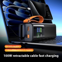 Chargeur de batterie externe portable pour le camping 65W, Power Bank 20000mAh à charge rapide pour ordinateurs portables 100W avec câble intégré