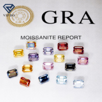 Moissanite en vrac de haute qualité, taille émeraude, plaqué, multicolore, avec certificat GRA