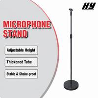 Support de microphone professionnel réglable en hauteur, stable, avec base en fer noir, pour studio, conférence, performance et diffusion – Vente en gros