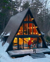 Maison modulaire triangulaire Kit à faible coût Maison d'hôtel en bois avec conception à cadre en A pour conteneur rural Living & Bedrooms