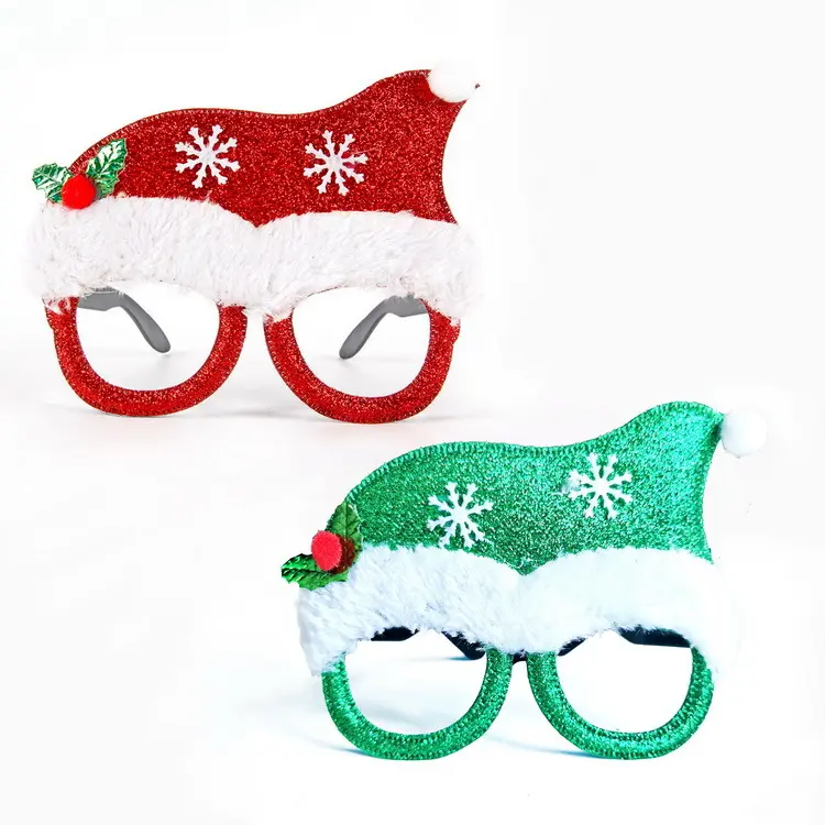 Kacamata dekoratif anak-anak dewasa hadiah Natal perlengkapan pesta kreatif Ornamen Natal bingkai kacamata