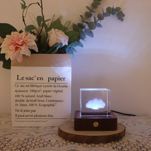 Base quadrata in legno per luce notturna di cristallo per luce luminosa Base luminosa per <span class=keywords><strong>la</strong></span> decorazione della casa <span class=keywords><strong>luna</strong></span> potrebbe accendersi - Product Image 1