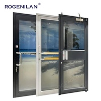 Porte battante en aluminium à double vitrage coupe-vent pour extérieur de maison, modèle Rogenilan Studio House, idéale pour les portes de magasin.