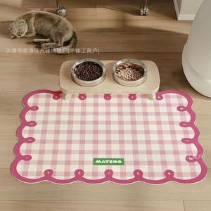 Matzoo Pet Feeding <b>Mat</b> Checkered Rectangle Stain Resistant For <b>Cats</b> Dogs - Product Image 1