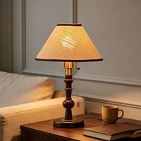 Lampe de bureau en bois d'intérieur avec interrupteur à fermeture éclair, abat-jour en papier, ampoule E27 pour hôtel, chambre, hall d'entrée, nouveau style, lampe de table