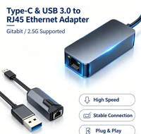Adaptador Gigabit Ethernet Externo Inalámbrico USB 3.0 de 2.5G para Juegos, Laptop, Switch, PC de Escritorio - En Stock