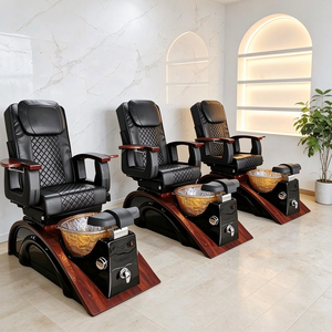Luxury Pedicure <b>Chair</b> Nail Salon Spa Furniture Reclining PU Leather Pedicure Spa <b>Chair</b> With Crystal Foot Basin - Product Image 1
