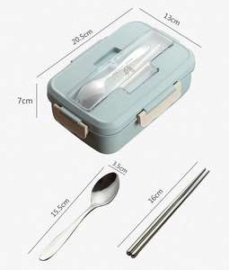 Boîte à lunch en acier inoxydable, vaisselle, récipient de stockage alimentaire en plastique, boîte à bento portable pour enfants, école, bureau, sac à lunch - Product Image 2