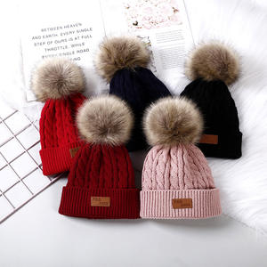 2026 Hot Sale Custom Unisex Winter Warm Soft Acrylic <b>Pom</b> <b>Pom</b> Thick Knit Beanie Image Style Autumn Cuff Adjustable - Product Image 1