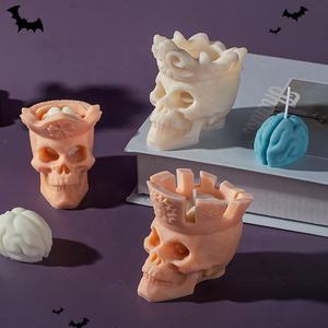 Moule en silicone 3D de la série de l'armée du crâne de la terreur d'halloween, moule de <span class=keywords><strong>bougie</strong></span>, de crâne, de roi, de cire d'aromathérapie, fournitures de fabrication de bougies, E-1024 - Product Image 2