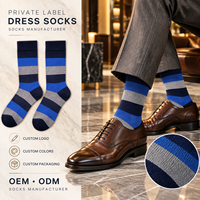 Chaussettes habillées mi-mollet pour hommes, en coton peigné respirant, à motif rayé classique, pour le bureau et les occasions décontractées