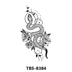 Autocollant de tatouage temporaire noir motif fleur, papillon, <span class=keywords><strong>serpent</strong></span>, style personnalisé, vente directe usine pour hommes et femmes - Product Image 3