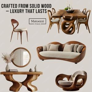 Bộ bàn ghế gỗ nguyên khối cao cấp thiết kế Ý hiện đại, gồm ghế <span class=keywords><strong>sofa</strong></span>, bàn ăn, ghế đẩu, bàn điều khiển dành cho biệt thự, khách sạn - Product Image 1
