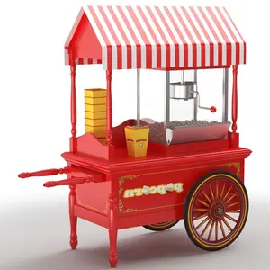 Mobile Stree Food Trolley Cotton Candy Floss Popcorn Maker Machine Cart For Snack Fast Food