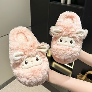 Pantoufles pour femmes Automne-Hiver 2025 Nouveauté Dessin animé Mignon Mouton en peluche Chaudes Semelle épaisse Antidérapantes - Product Image 3
