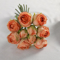 ZUOYI AR-011 doux artificiel 28CM 10 têtes bord brûlé Rose fleur bouquet Roses Bouquet pour mariage