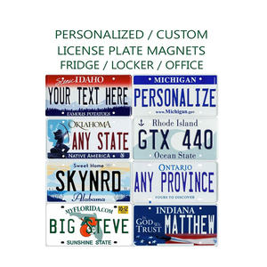แผ่นป้ายทะเบียนขนาดเล็กแบบมีลักษณะเฉพาะตัวติดตู้เย็นพาวเวอร์วีลแม่เหล็กติดรถยนต์ทุกรัฐไม่ว่าจะเป็นทีมหรือข้อความใดก็ตาม - Product Image 2