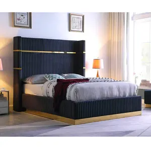 Bed Room Set Queen Size Bedroom Furniture Platform Tufted Black Hotel King Luxury Bed Frame King Size Bed Furniture