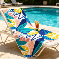 Tropische fruit-palmbladprint microvezel snel drogende zandvrije oversized strand- en badhanddoek voor zomer, zwembad, reizen en buitenactiviteiten