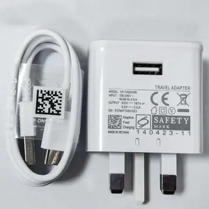 适用于三星galaxy S8 S10手机充电器的UK 3 plus快速充电器，带USB C电缆和包装盒包装原装