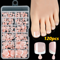 Vente chaude français ligne blanche orteils ongles conseils presse sur les ongles carré couverture complète orteils conseils