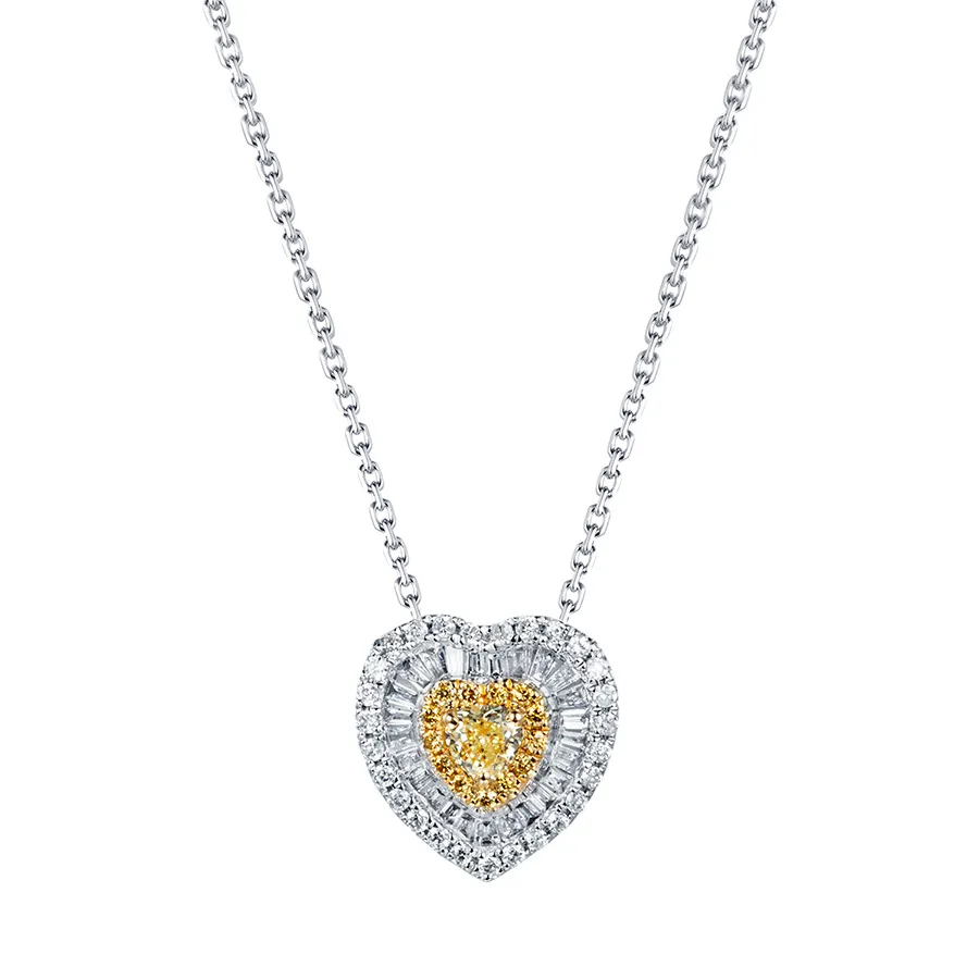 BAROLI new arrival fine jewelry sets 14k 18k white gold yellow diamond heart pendant necklace for women