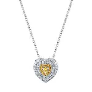 巴利新款精美珠宝套装14k 18k白金黄色钻石心吊坠项链女士